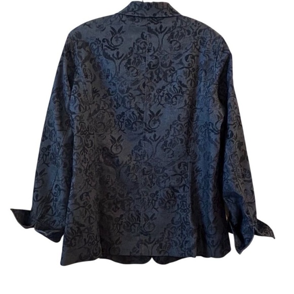 Susan Graver Printed LK Fusion Cutaway Hem Jacket/Black X-Small - Picture 6 of 9
